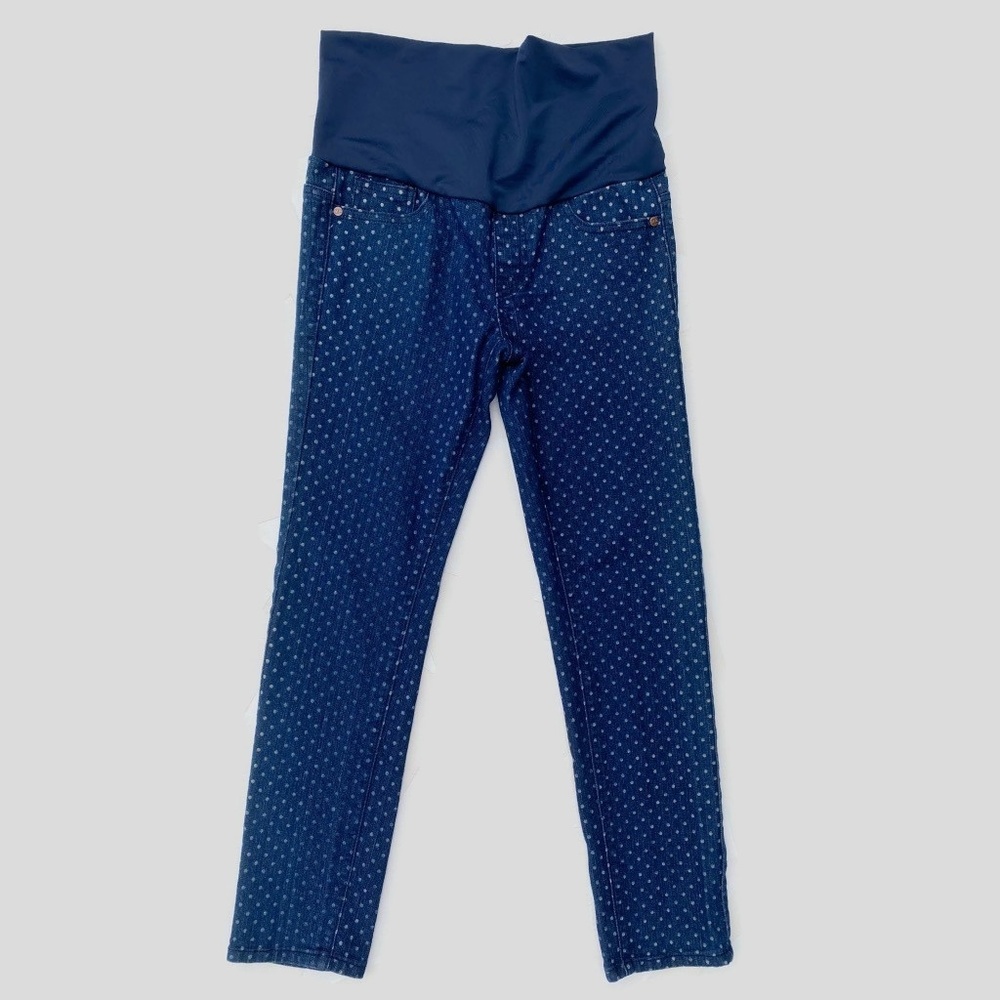 Maternal America Maternity Denim Legging Jeans Polka Dot Blue Size S